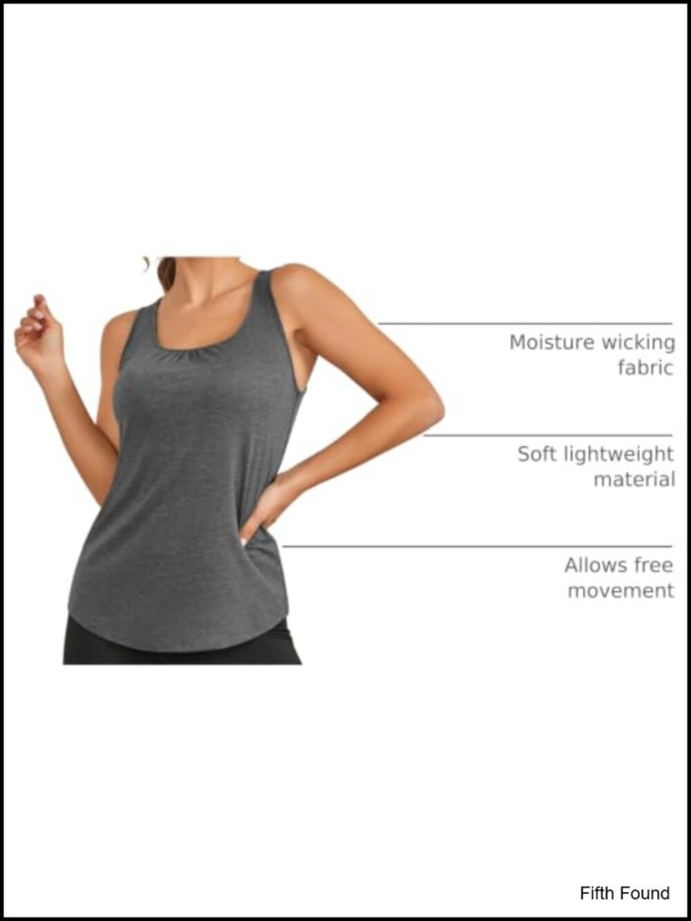2 Pack Racerback Tank Tops for Women - Scoop Neck, Sleeveless, Curved Hem, - Picture 3 of 6